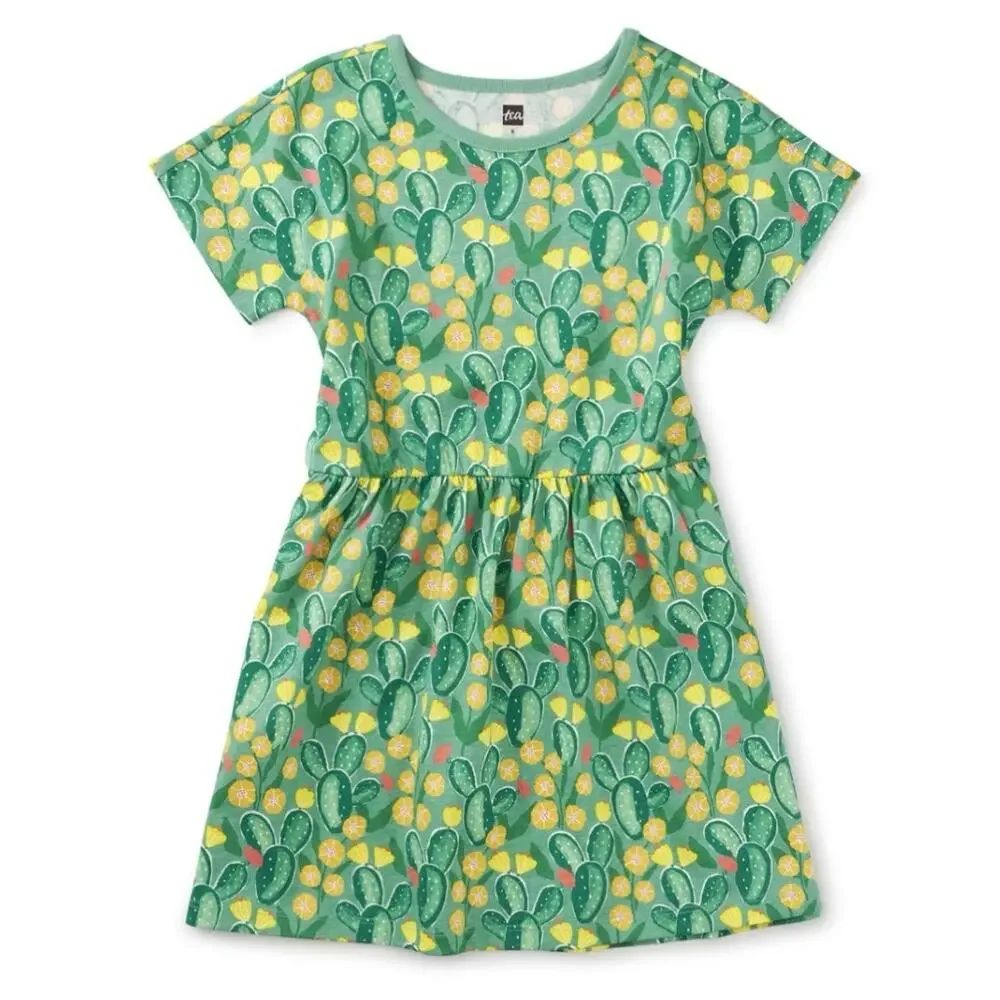 Tea Girl’s Short Sleeve Twirl Dress in Cactus Floral, Size 18-24 Months